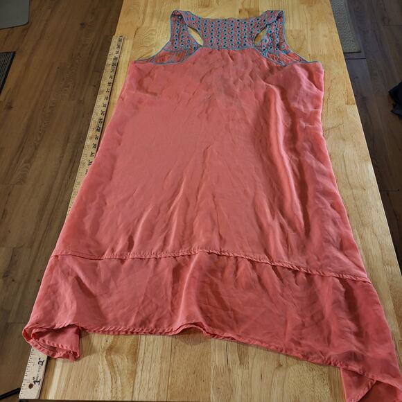 Pink Polyester Sleeveless Midi Dress Turquoise Detail 20" Pit 2 Pit - Picture 10 of 11